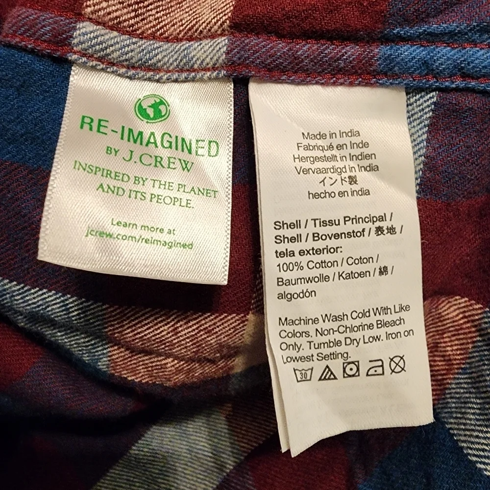 NWT J.CREW MEN'S Slim Fit Plaid Flannel Shirt M $79.50 Re-imagined 100% Cotton